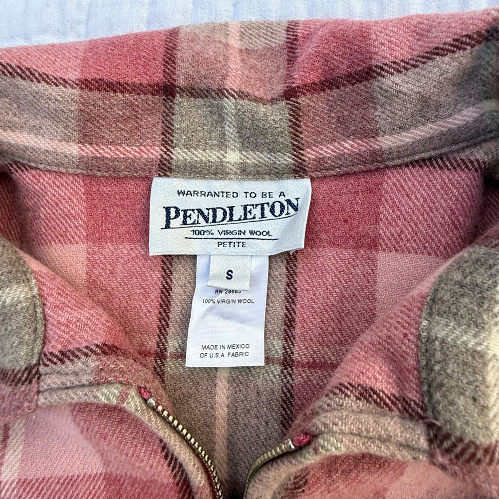 Pendleton Pink Plaid Zip-Front Wool Jacket size p… - image 6